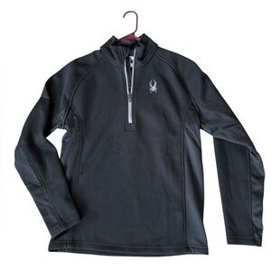 Spyder Outbound 1/2 zip Black Fleece Pullover Sweater Jacket with Subtle Logo